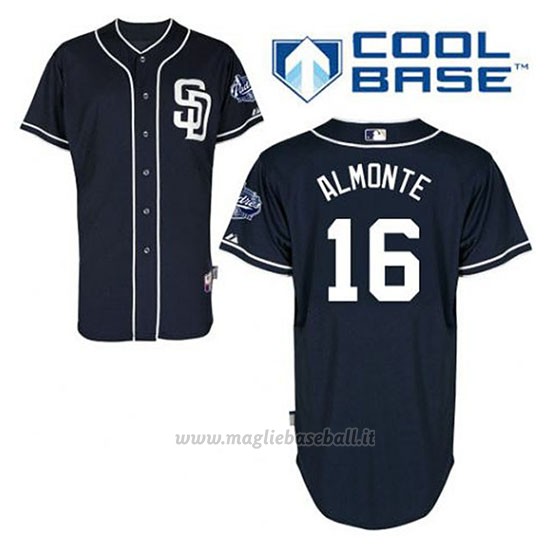 Maglia Baseball Uomo San Diego Padres Abraham Almonte 16 Blu Blu Alterner Cool Base